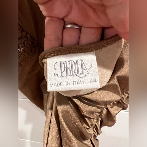 Vintage La Perla brown macrame ruched dress - Picture 8 of 10